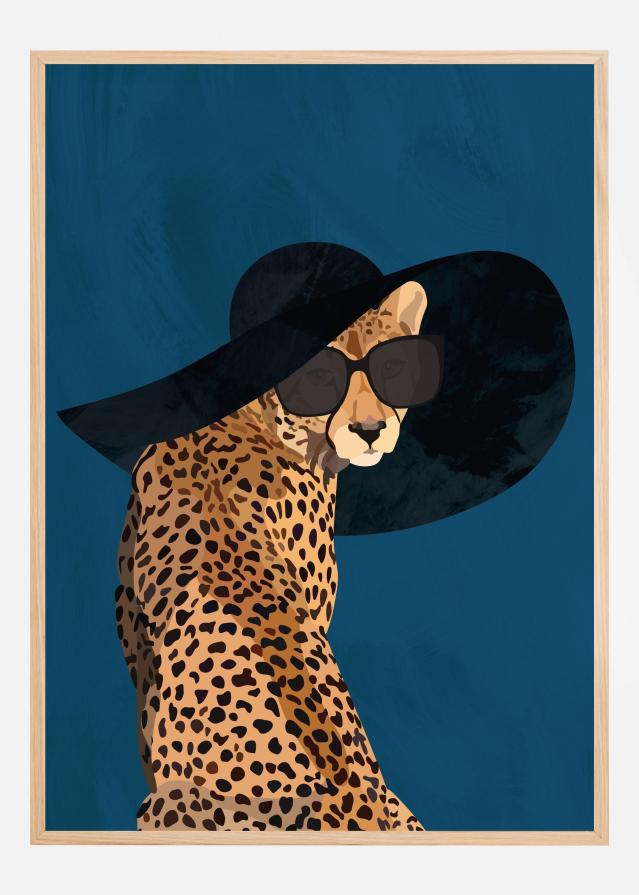 Fashionable Cheetah wearing a sunhat Plakāts