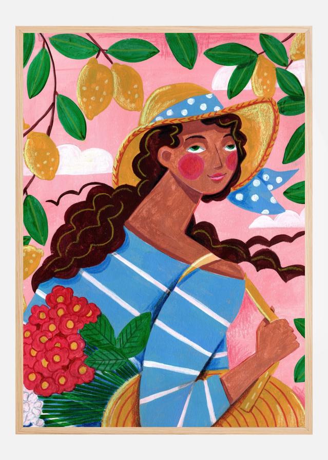 Portrait woman in Amalfi coast Italy Plakāts