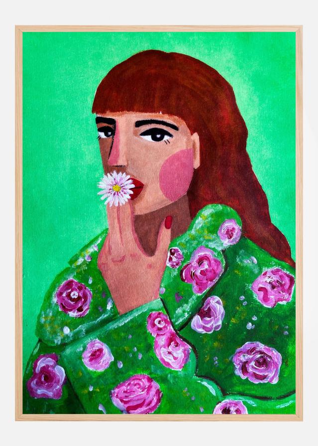 Woman Smoking a Flower Plakāts