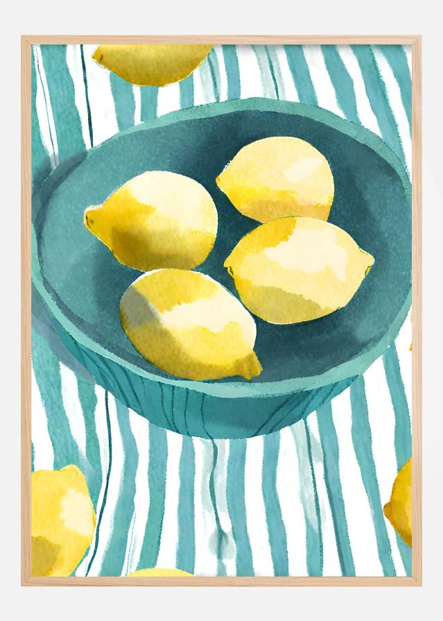 Zitronen in türkisfarbener Schale Plakāts