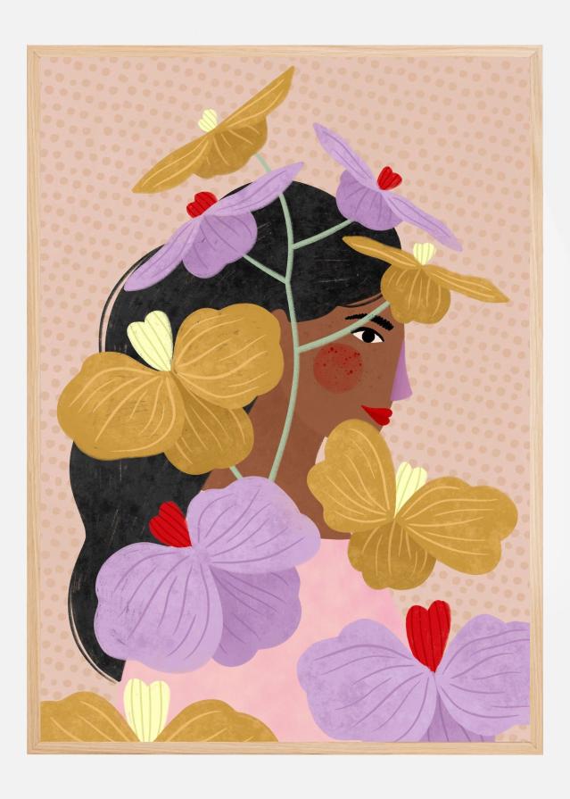 Hidden behind yellow purple flowers Plakāts