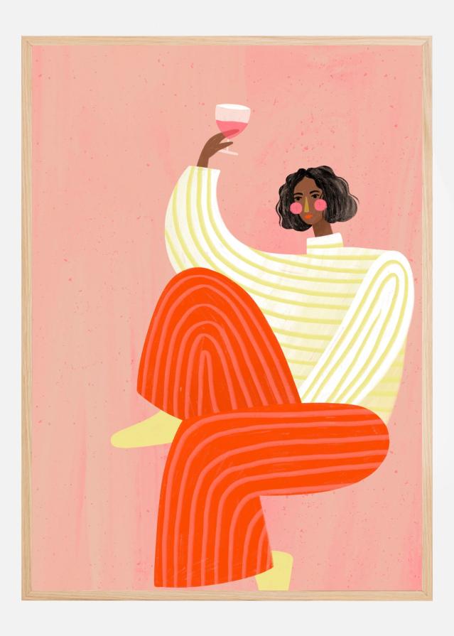 The Woman with the glass of wine Plakāts