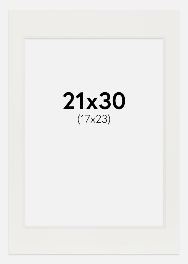 Paspartū Balts 3 mm Balta krāsota maliņa 21x30 cm (17x23)