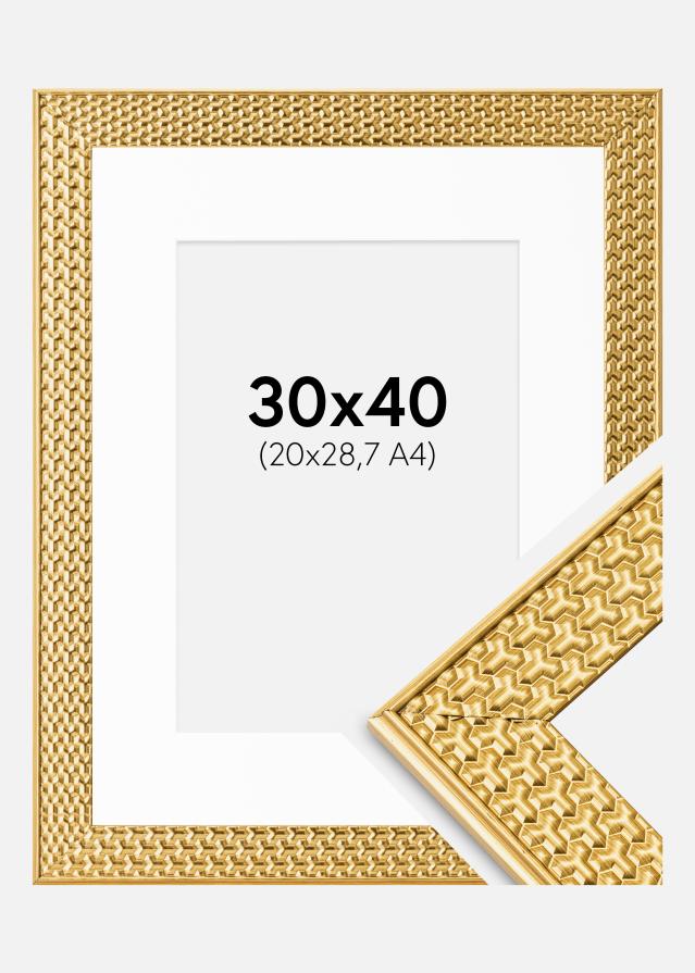 Rāmis Grace Zelta 30x40 cm - Paspartū Balts 21x29,7 cm (A4)
