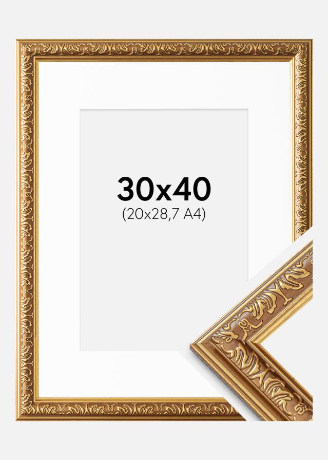 Rāmis Swirl Zelts 30x40 cm - paspartu Balts 21x29,7 cm