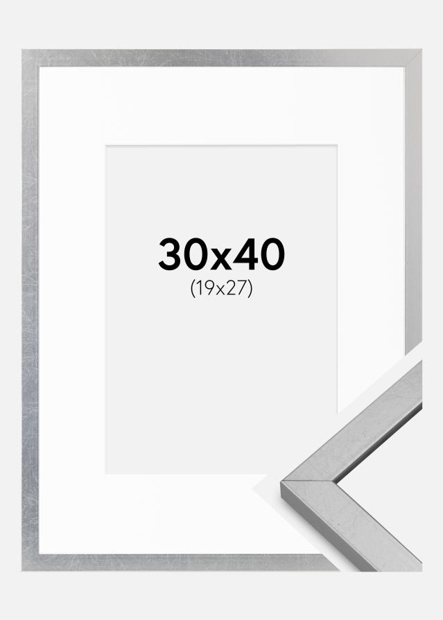 Rāmis Minerva Sudrabs 30x40 cm - Paspartu Balts 20x28 cm