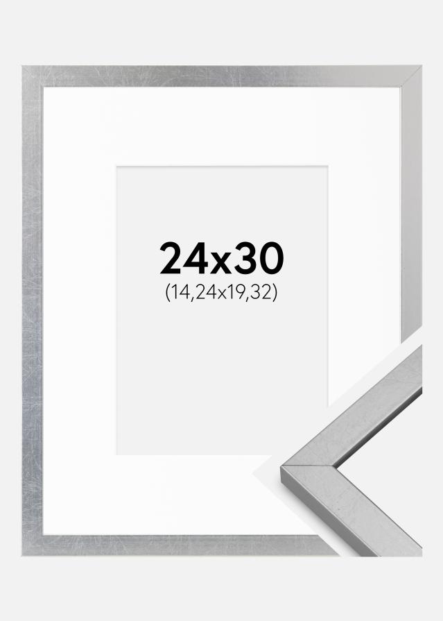 Rāmis Minerva Sudrabs 24x30 cm - Paspartu Balts 6x8 Inches