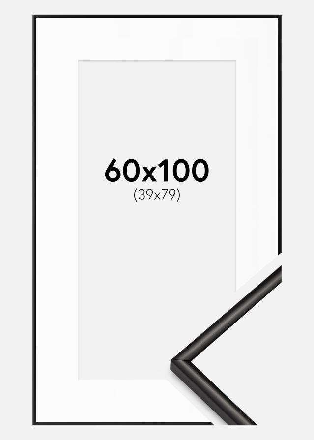 Rāmis Scandi matēts Melns 60x100 cm - Paspartu Balts 40x80 cm