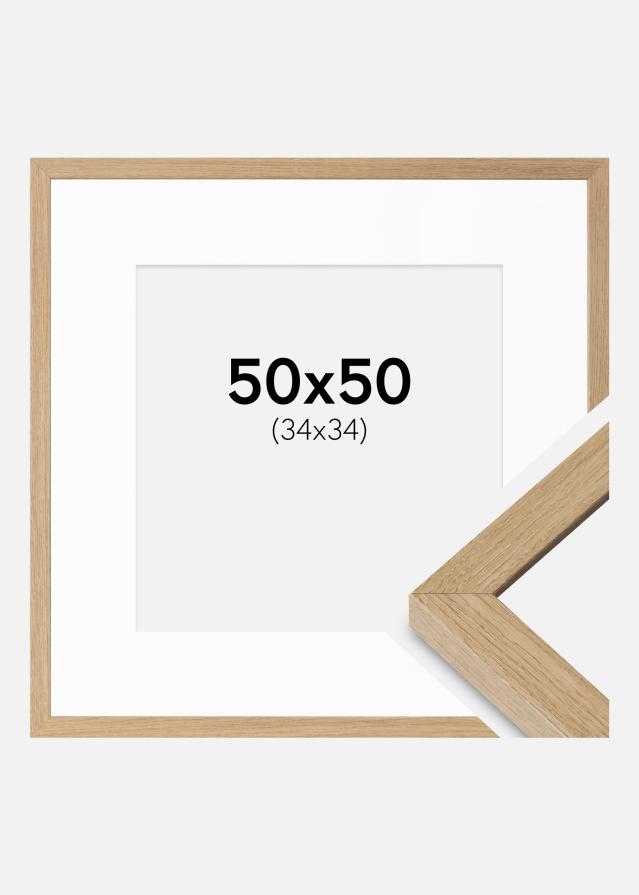 Rāmis Hermes dabīgais ozols 50x50 cm - Paspartu Balts 35x35 cm