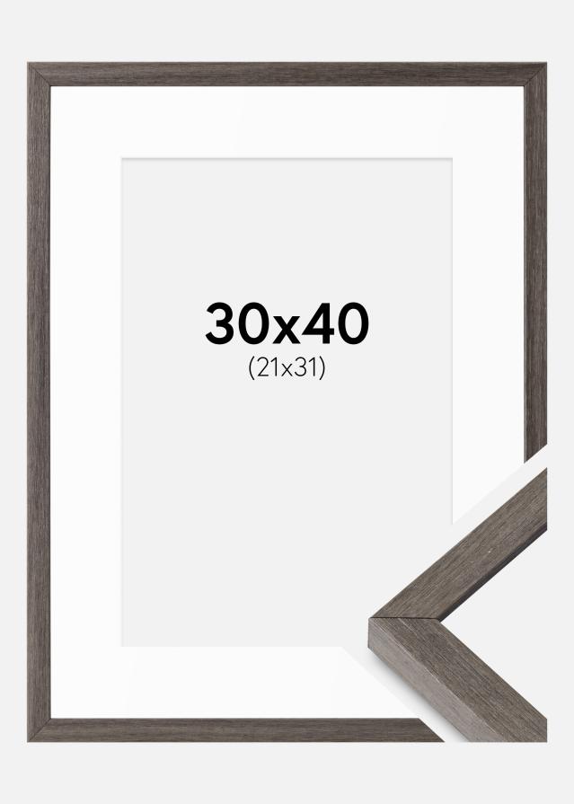 Rāmis Ares pelēks ozols 30x40 cm - paspartu Balts 22x32 cm