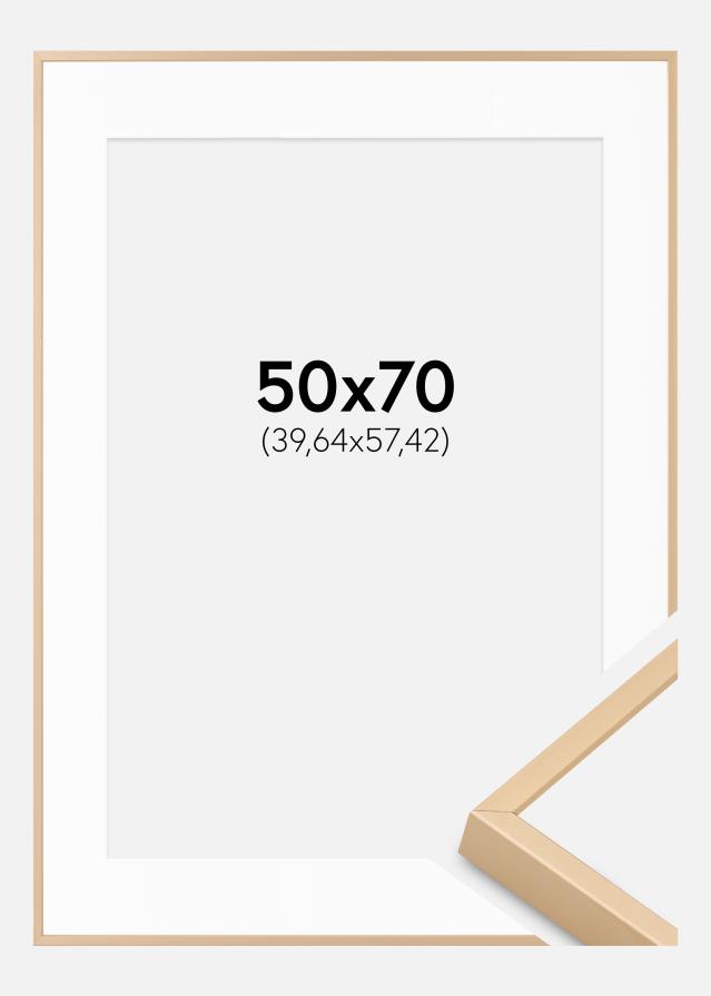 Alumīnija rāmis Misiņš 50x70 cm - Paspartu Balts 16x23 Inches