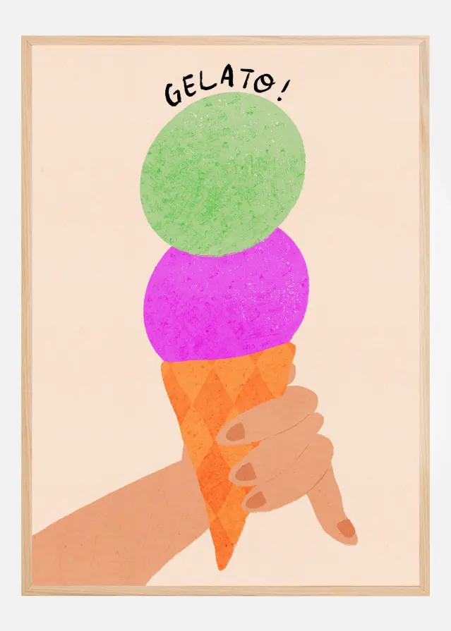 Gelato Blueberry and Mint Italy Ice Cream Typography Plakāts
