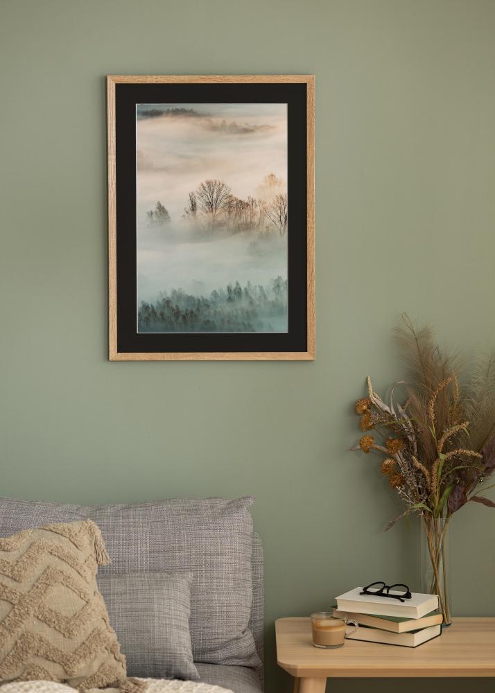 Rāmis Fiorito Gaišs Ozols 40x50 cm - Paspartū Melns 12x16 inches