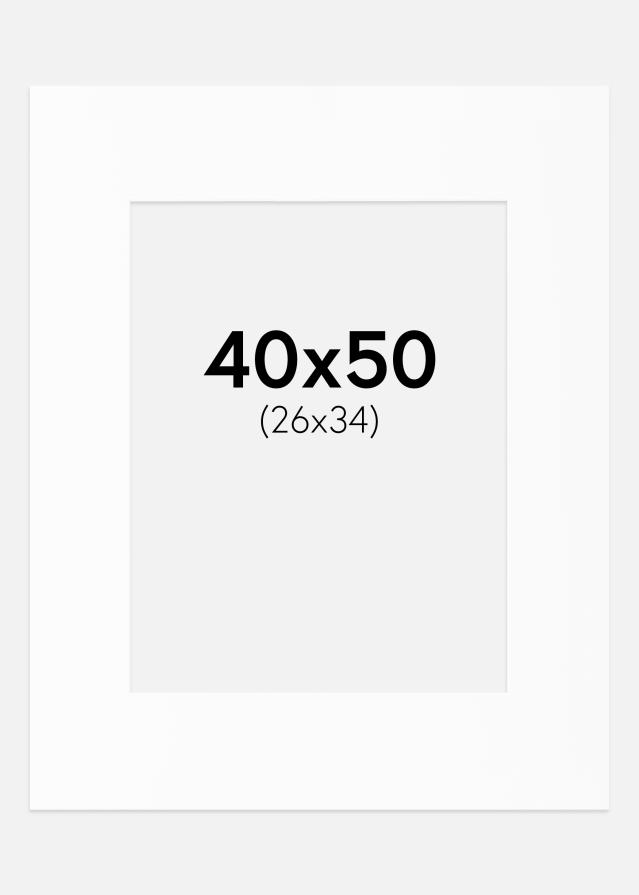 Paspartū Balts Standarts Balta krāsota maliņa 40x50 cm (26x34)