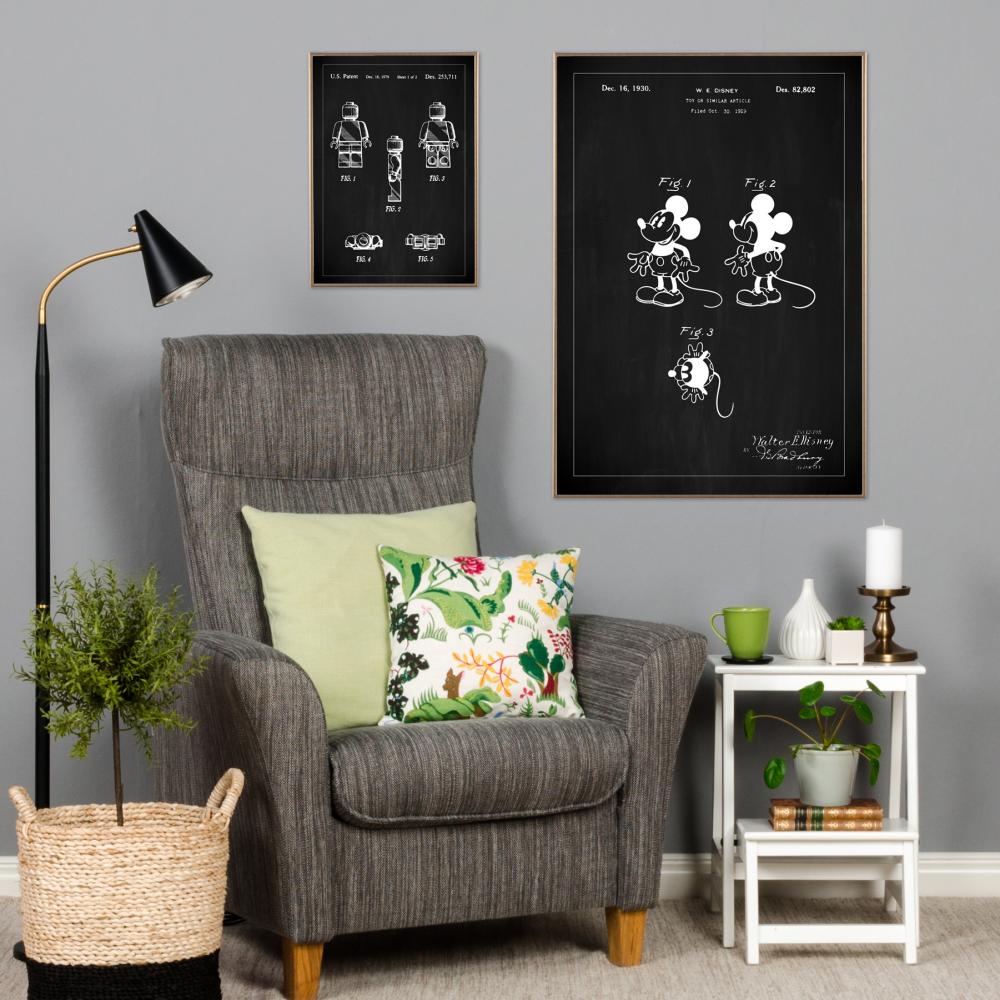 Patenta rasējums - Lego x - Melns Plakāts