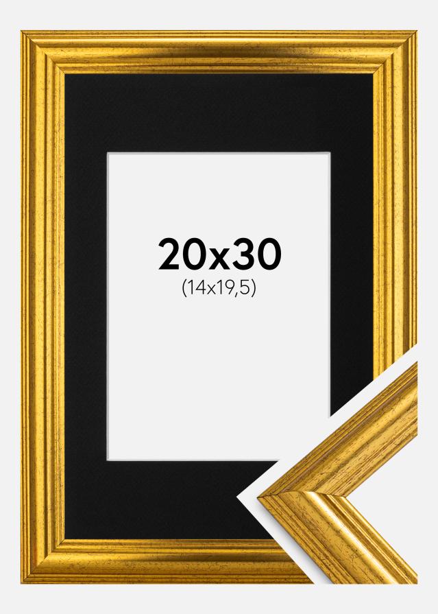 Rāmis Västkusten Zelta 20x30 cm - Paspartū Melns 15x21 cm (A5)