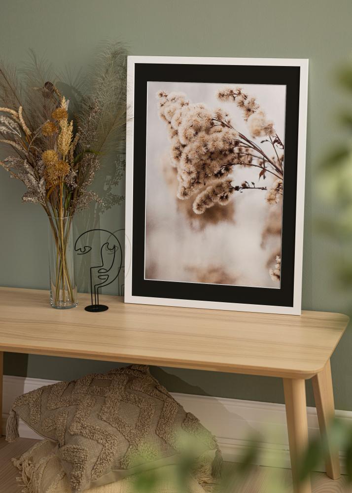 Rāmis White Wood 50x100 cm - Paspartū Melns 30x80 cm