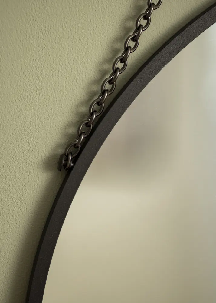 Apaļš Spogulis Modern Melns 50 cm Ø