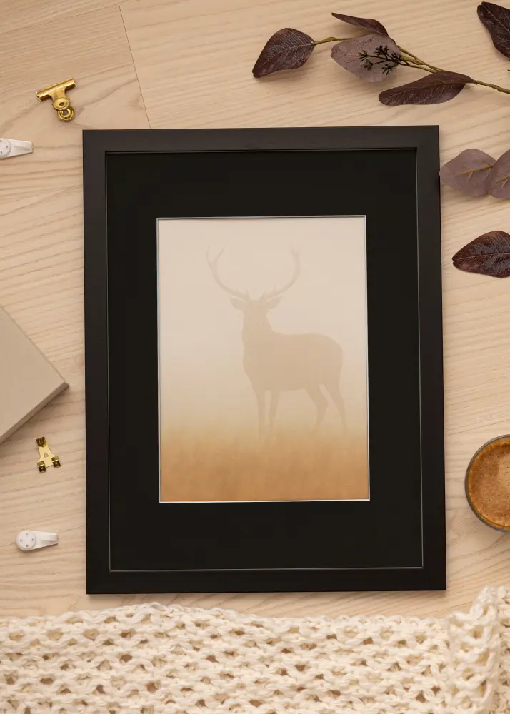 Rāmis Black Wood 15x20 cm - Paspartū Melns 10x15 cm