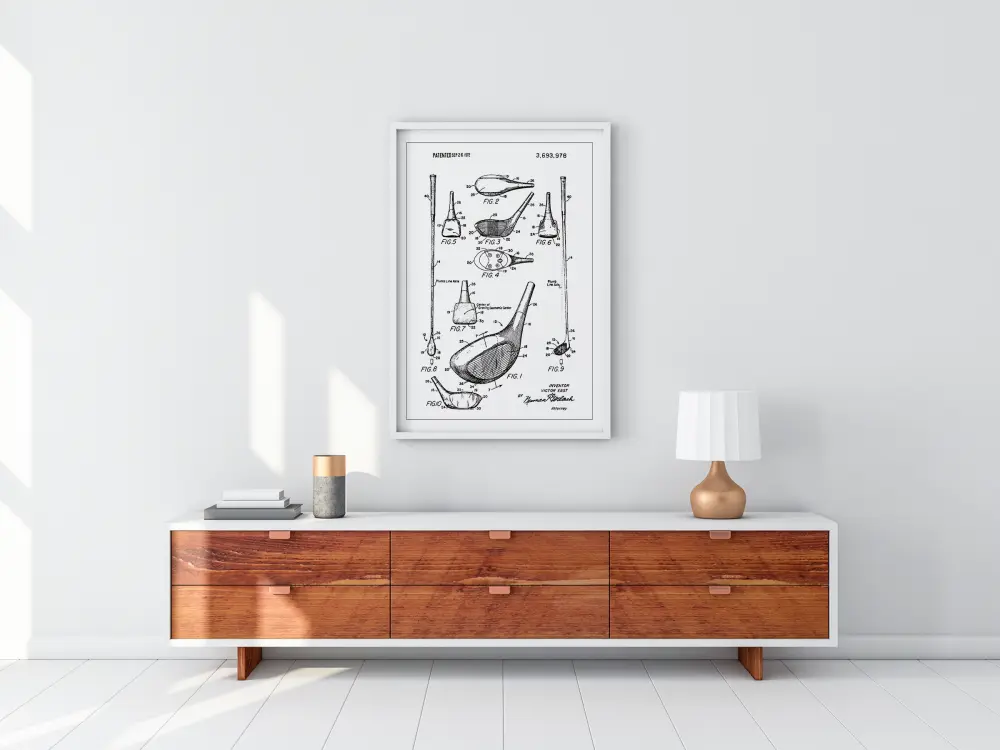 Patent Print - Golf Club - White Plakāts