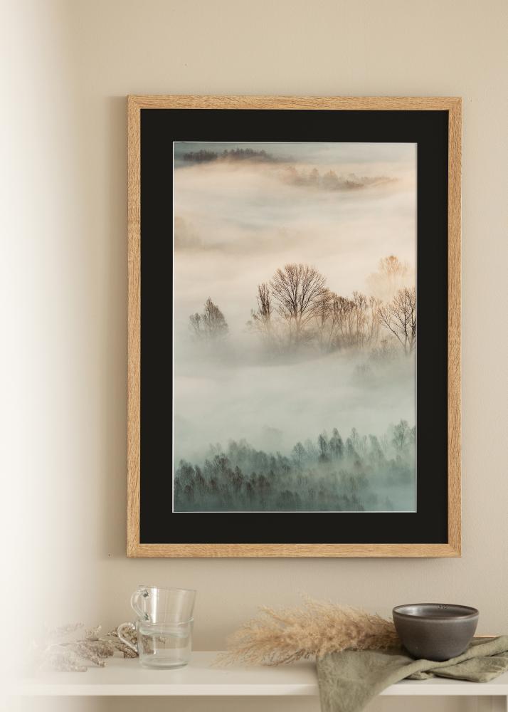 Rāmis Fiorito Gaišs Ozols 40x50 cm - Paspartū Melns 12x16 inches