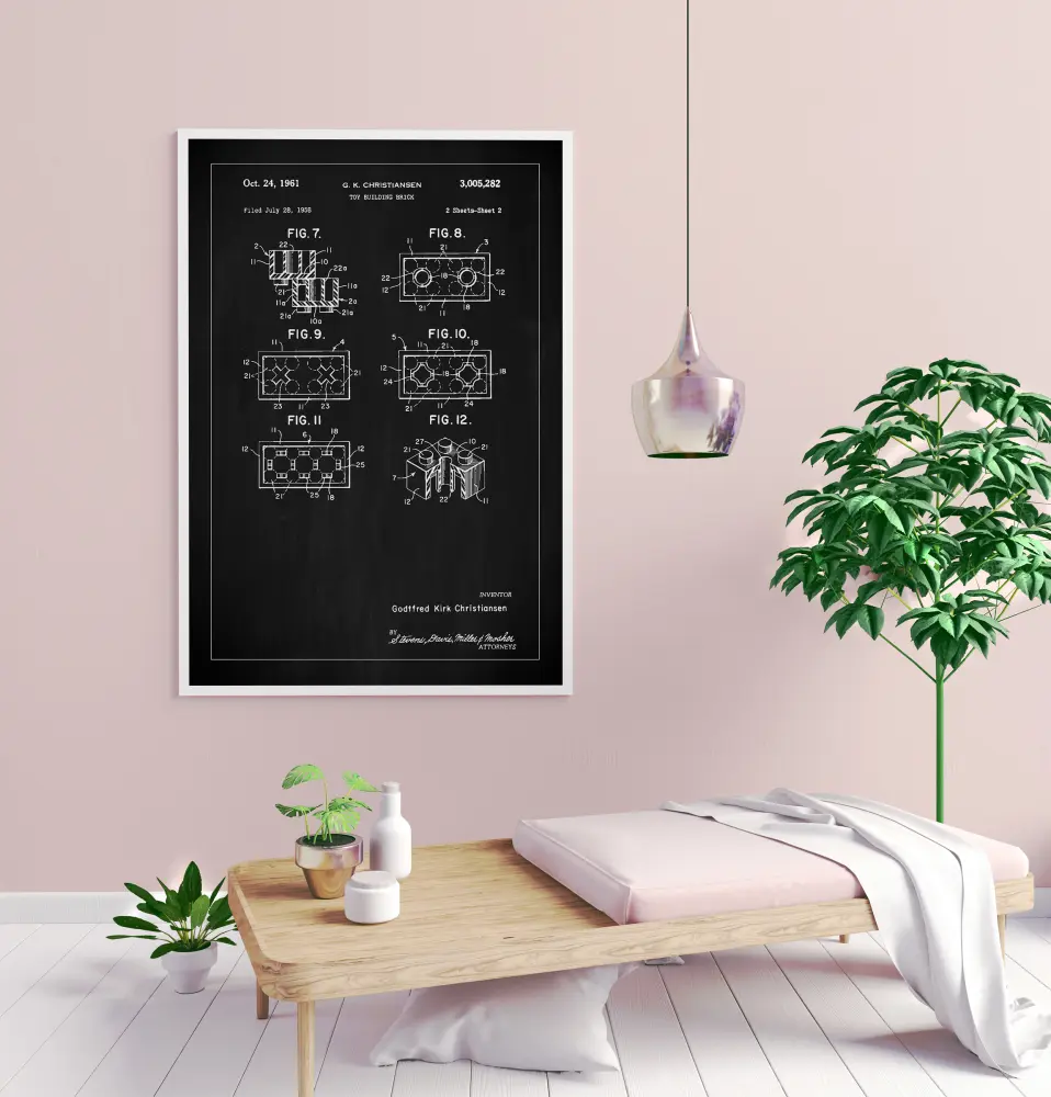 Patent Print - Lego Block II - Black Plakāts