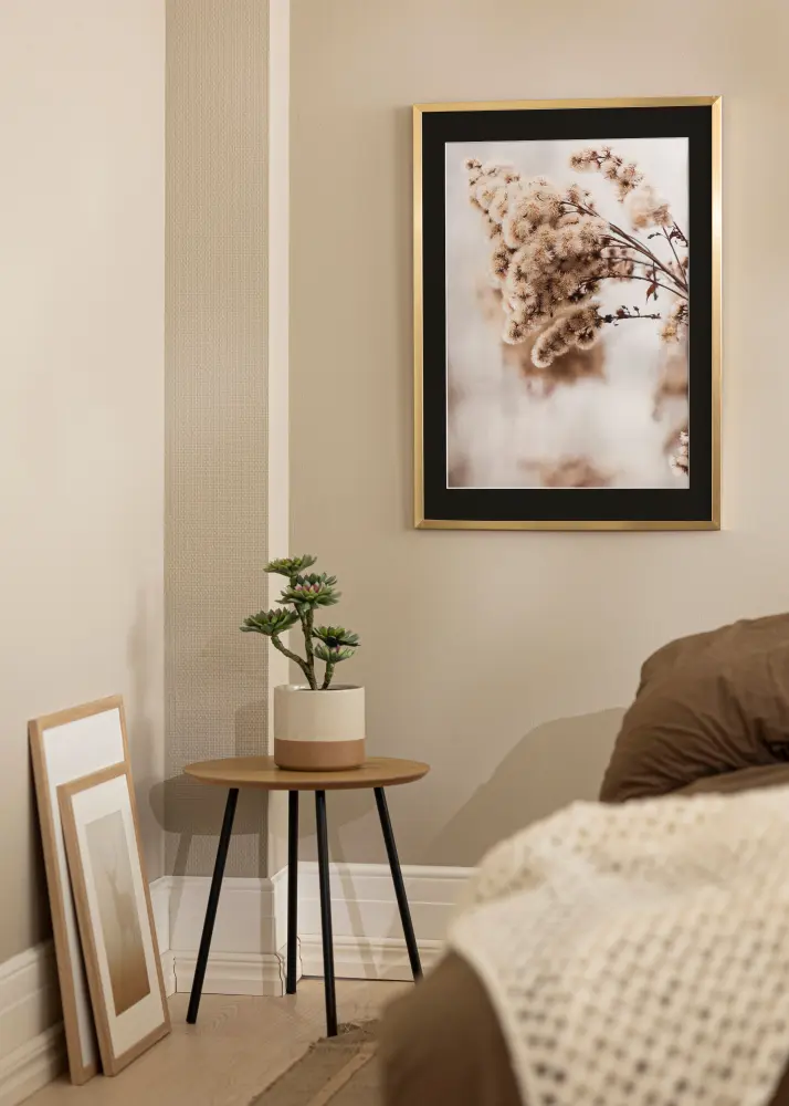 Rāmis Trendy Zelta 50x60 cm - Paspartū Melns 15x20 inches