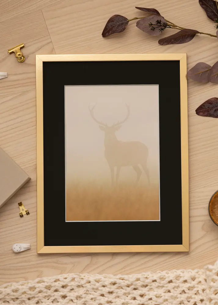 Rāmis Trendy Zelta 50x60 cm - Paspartū Melns 15x20 inches