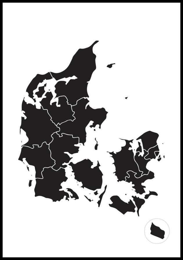 Karte - Danmark - Melns Plakāts