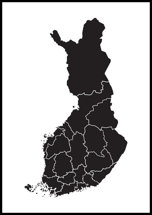 Karte - Finland - Melns Plakāts