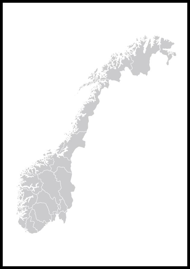 Karte - Norge - Pelēks Plakāts