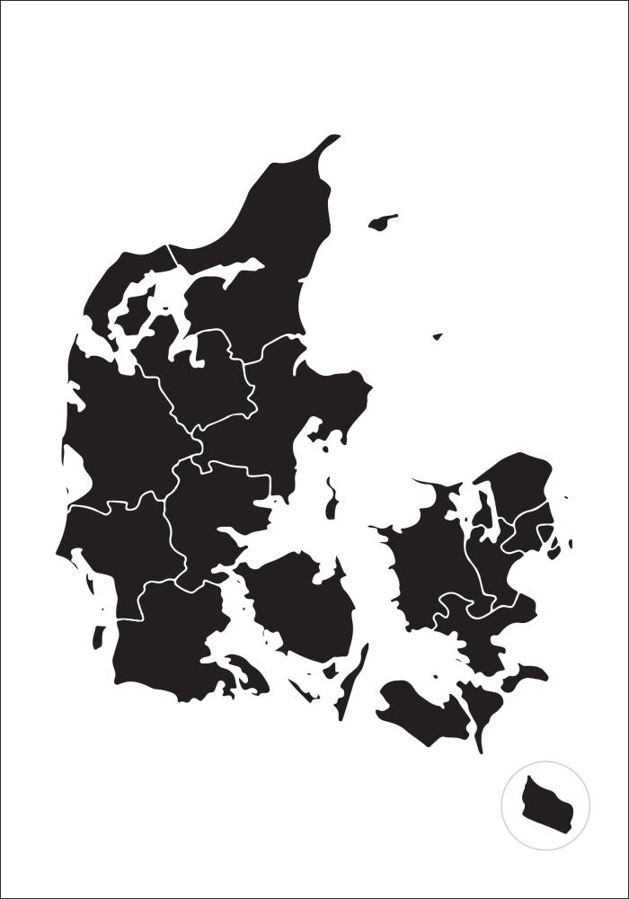 Karte - Danmark - Melns Plakāts