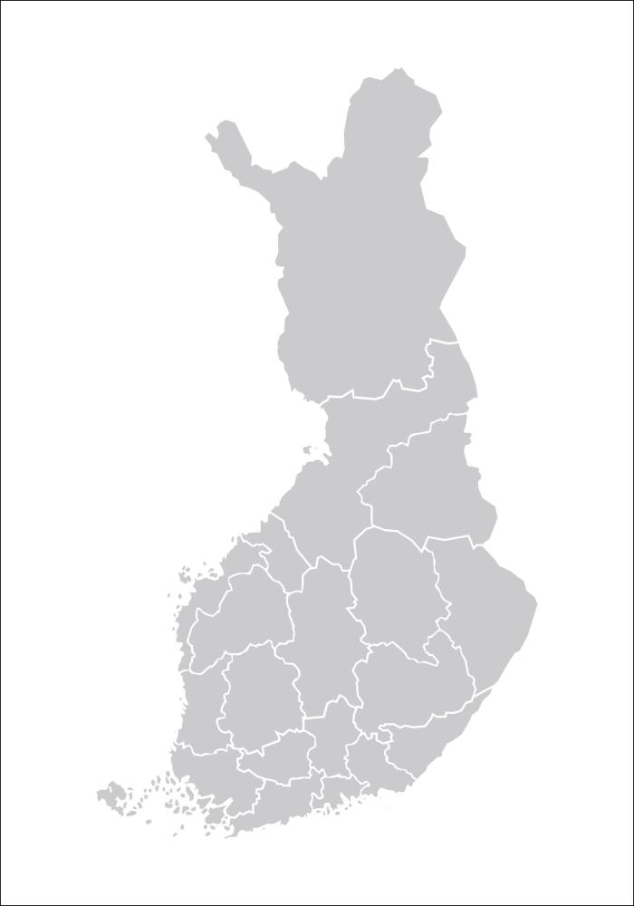 Karte - Finland - Pelēks Plakāts