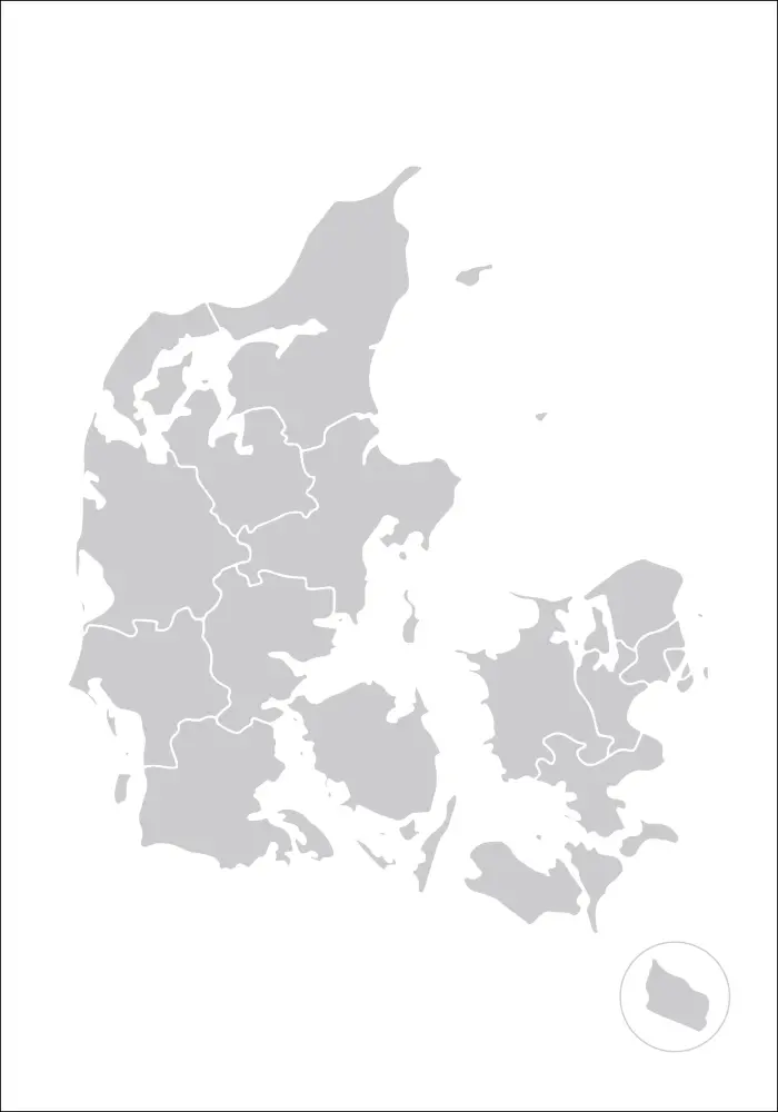 Karte - Danmark - Pelēks Plakāts
