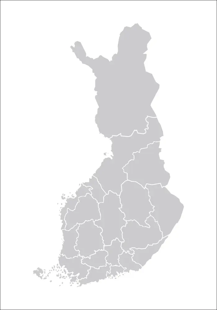 Karte - Finland - Pelēks Plakāts