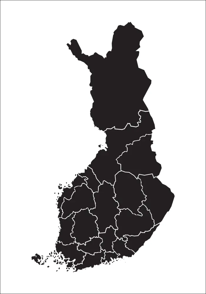 Karte - Finland - Melns Plakāts
