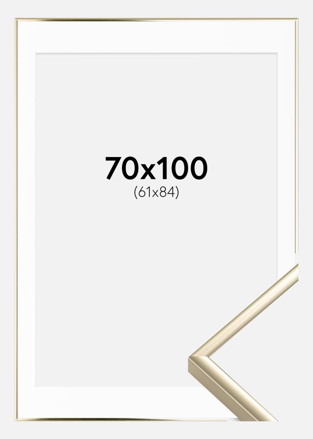 Rāmis Alumīnijs Glansēts Zelts 70x100 cm - Paspartū Balts 62x85 cm