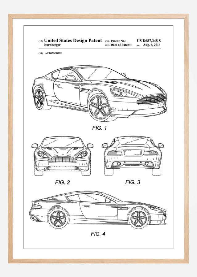Patent Print - Aston Martin - White Plakāts
