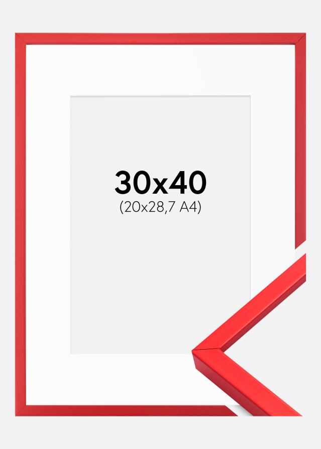 Rāmis E-Line Sarkans 30x40 cm - Paspartū Balts 21x29,7 cm (A4)