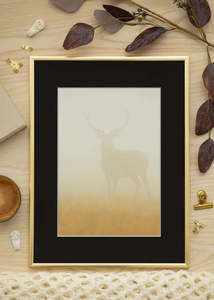 Rāmis New Lifestyle Shiny Gold 30x40 cm - Paspartū Melns 8x12 inches