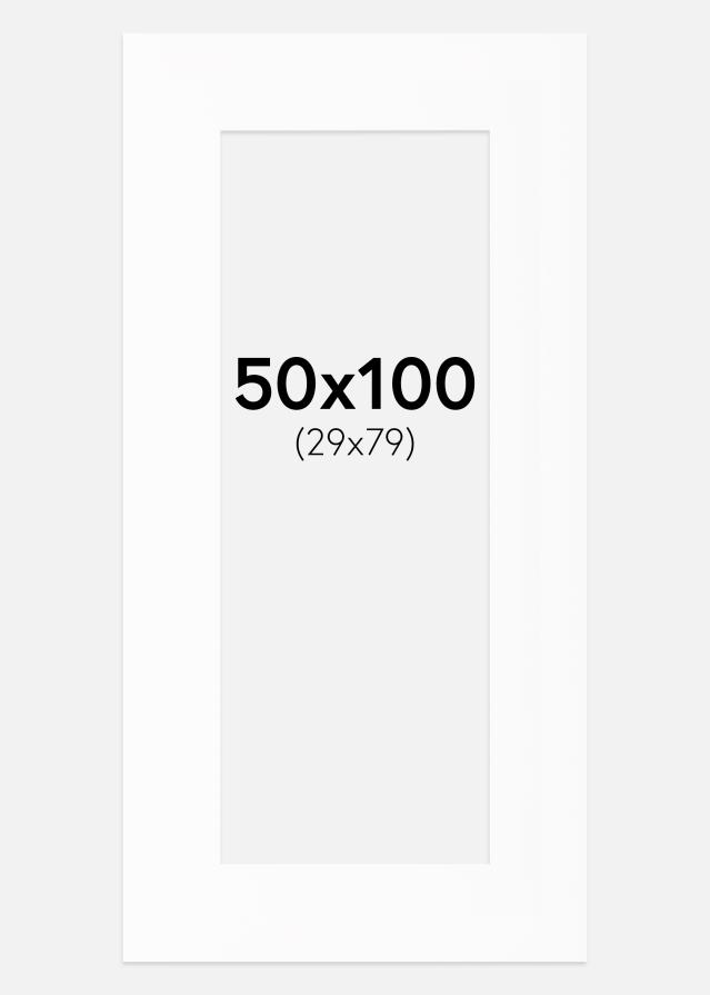 Paspartū Balts Standarts Balta krāsota maliņa 50x100 cm (29x79)