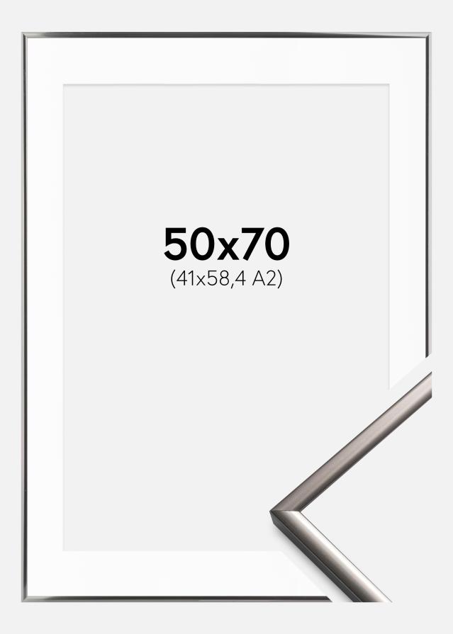 Rāmis New Lifestyle Tērauds 50x70 cm - Paspartū Balts 42x59,4 cm (A2)