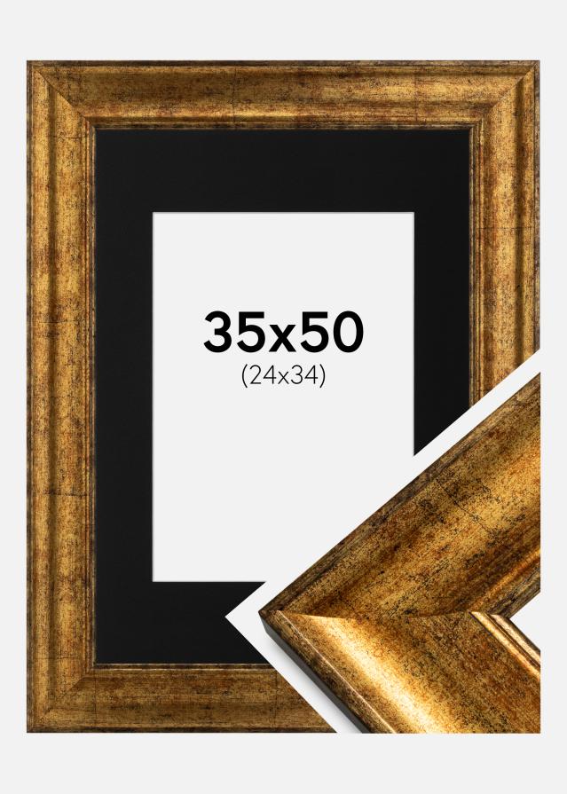 Rāmis Saltsjöbaden Zelta 35x50 cm - Paspartū Melns 25x35 cm