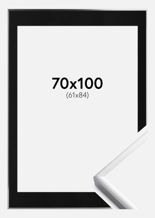 Rāmis Plakāts Frame Aluminum Sudrabs 70x100 cm - Paspartū Melns 62x85 cm