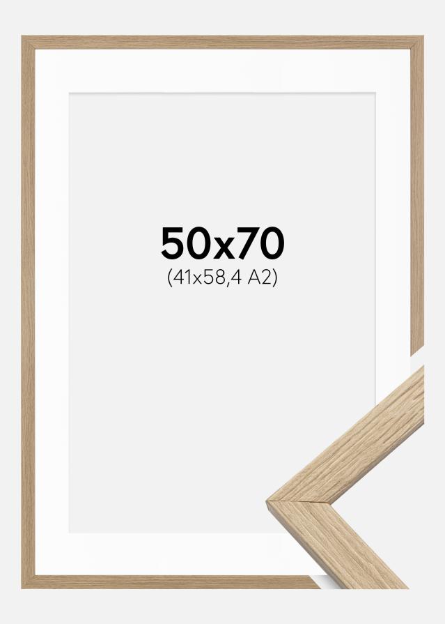 Rāmis Estētisks Ozols 50x70 cm - Paspartū Balts 42x59,4 cm (A2)