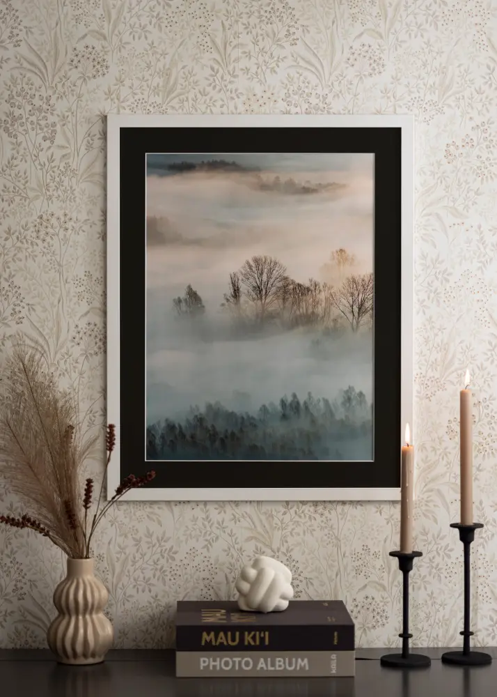 Rāmis Trendline Balts 55x70 cm - Paspartū Melns 43,2x61 cm (A2+)