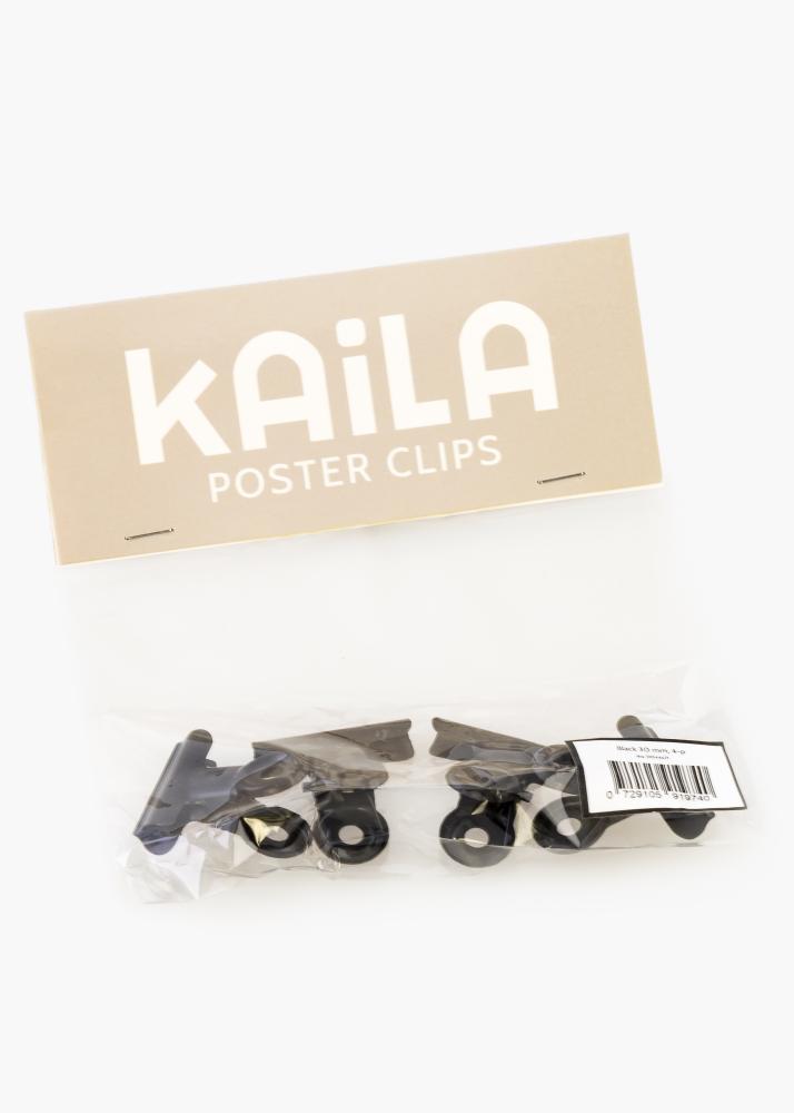 KAILA Plakāts Clip Black 30 mm - 4-gab