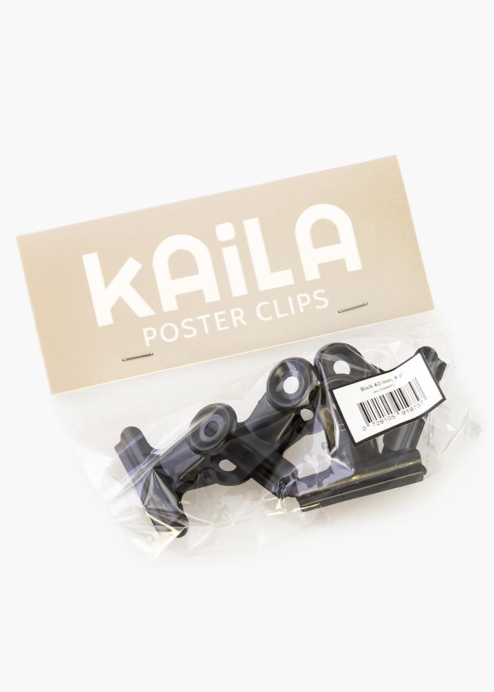 KAILA Plakāts Clip Black 40 mm - 4-gab