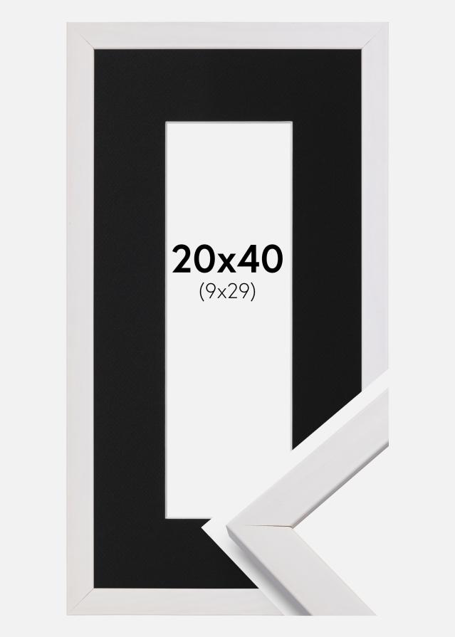 Rāmis Estētisks Balts 20x40 cm - Paspartū Melns 10x30 cm