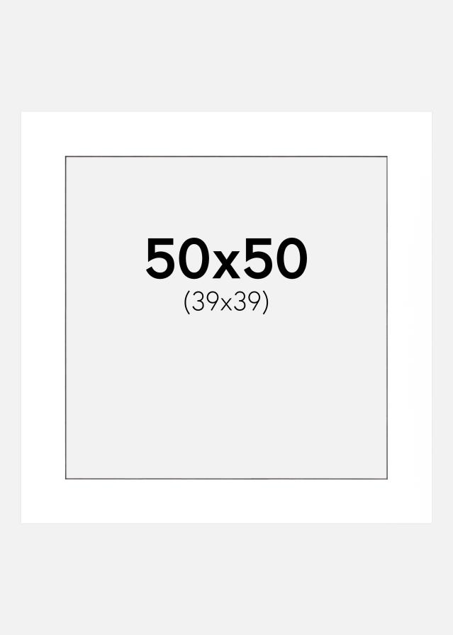 Paspartū Balts Melna krāsota maliņa 50x50 cm (39x39 cm)